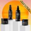 Set of skincare products with &