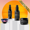 Set of skincare products with &