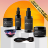 Set of skincare products with &