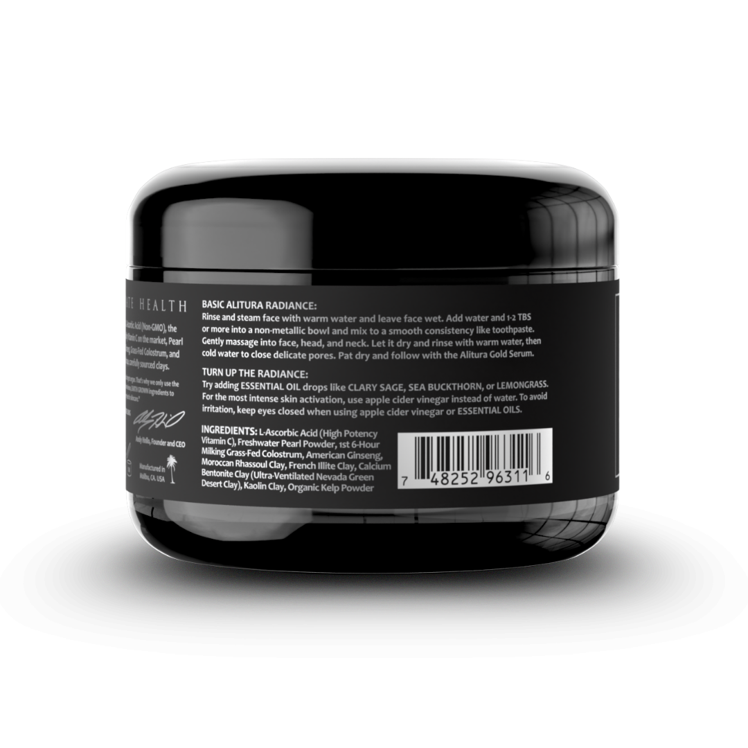 Black jar with label on a white background