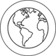 Outline of the world map encircled by a thin line