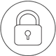 Lock icon enclosed in a circular border